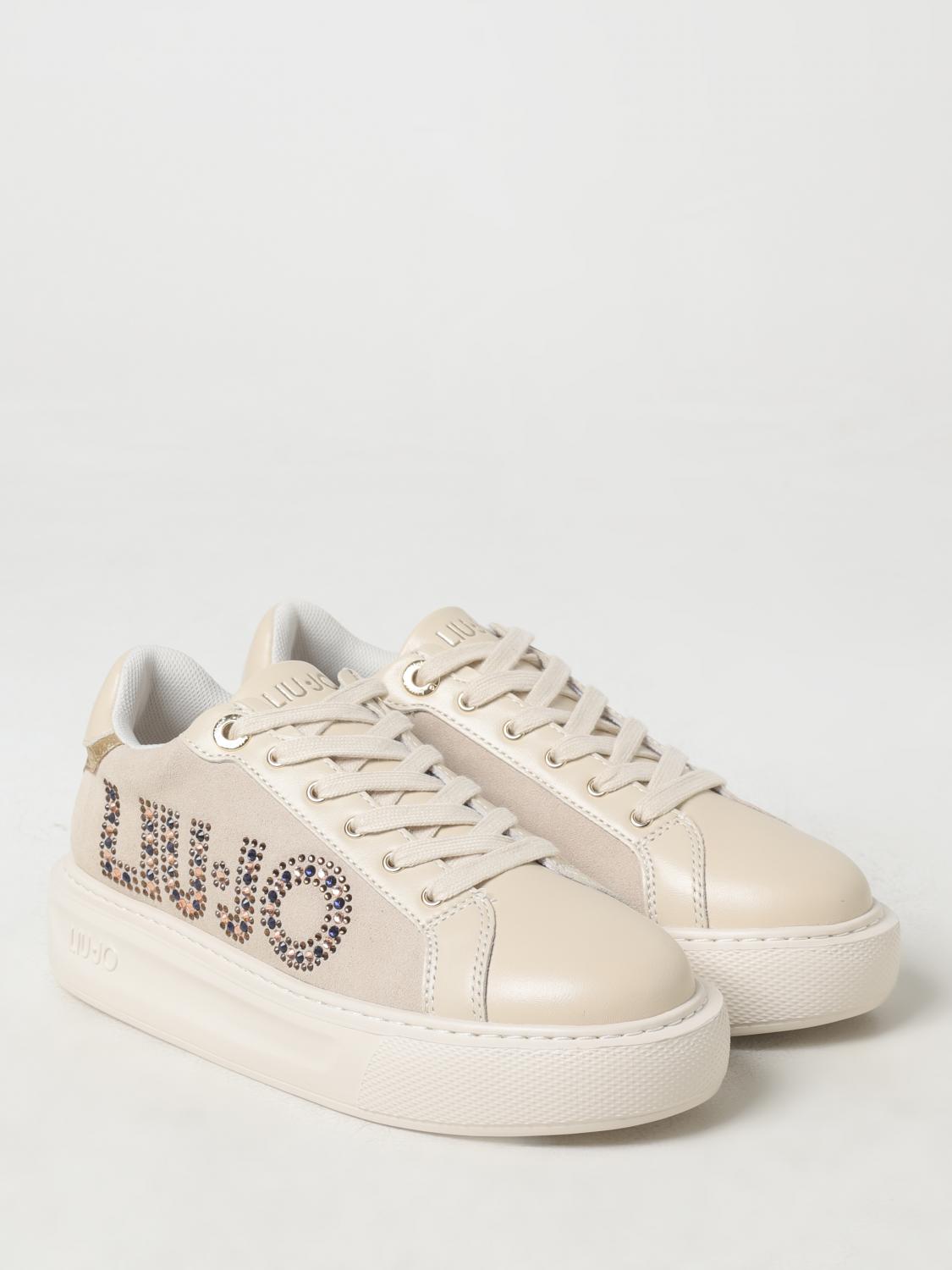 LIU JO SNEAKERS: Sneakers Liu Jo in pelle con logo di strass , Sabbia - Img 2