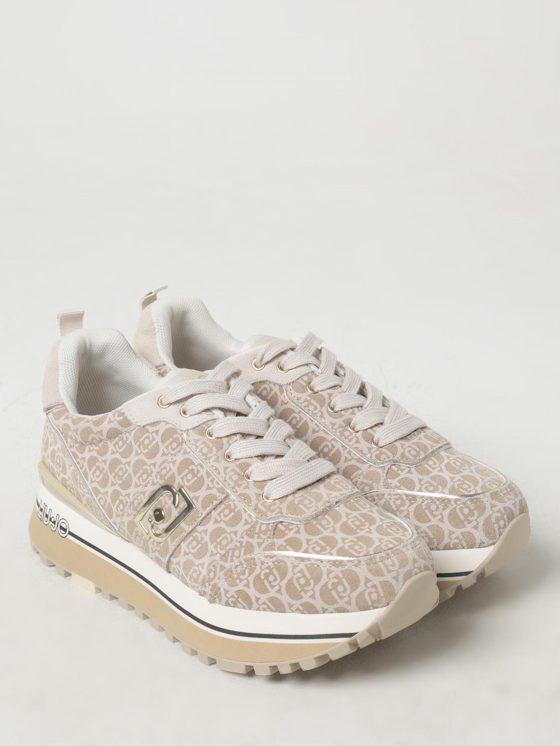 LIU JO SNEAKERS: Sneakers Liu Jo in camoscio con monogram all over , Sabbia - Img 2