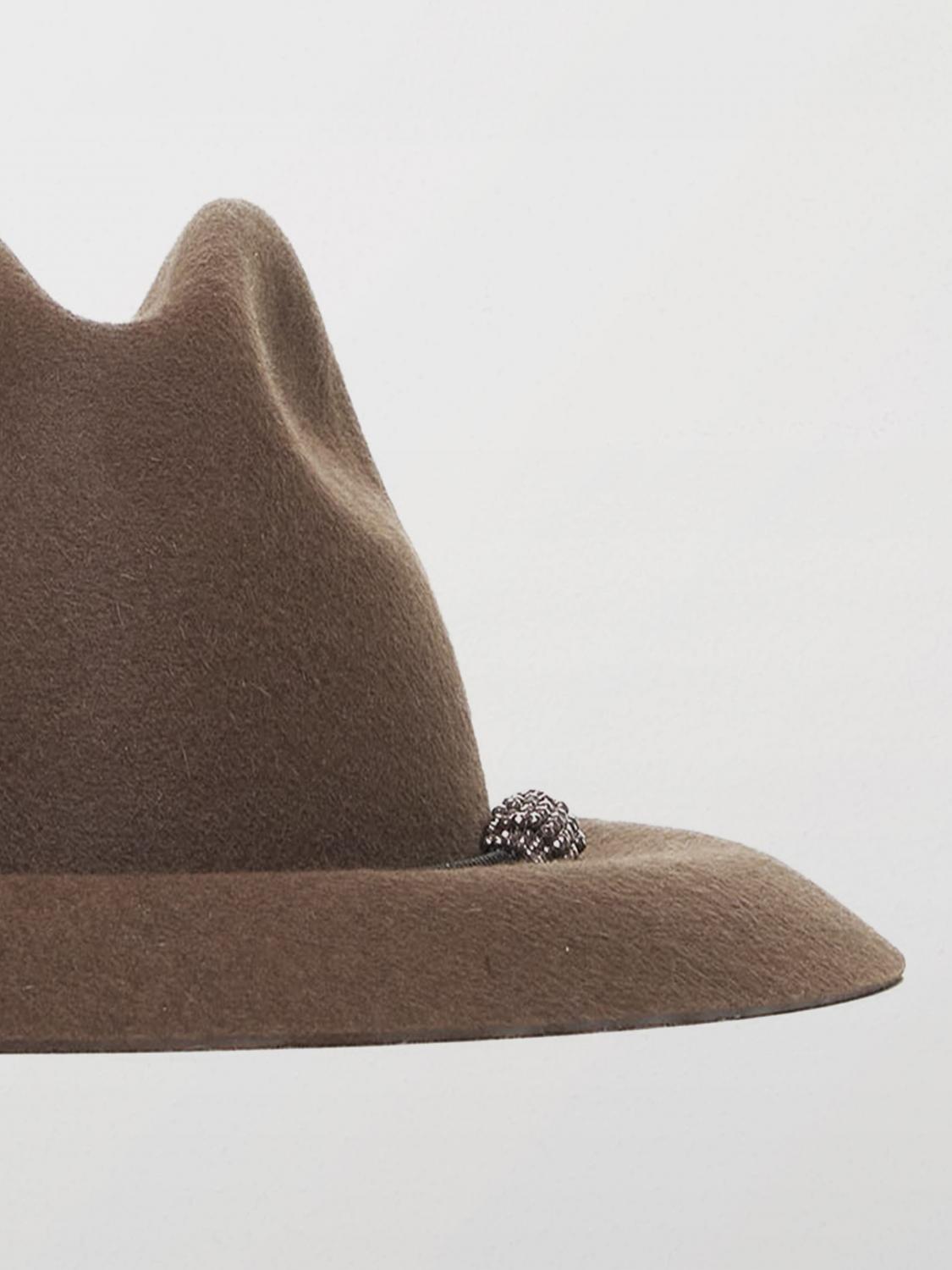 ハット BRUNELLO CUCINELLI Woman Hat Brown MCAP90136P C4211 Bucket hat with monili for Woman in Rust Brown | Brunello