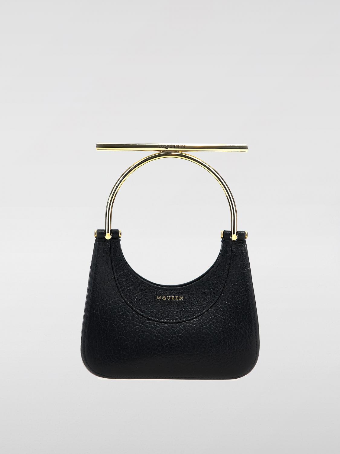 MCQUEEN BORSA MINI: Borsa McQueen in pelle a grana , Nero - Img 1
