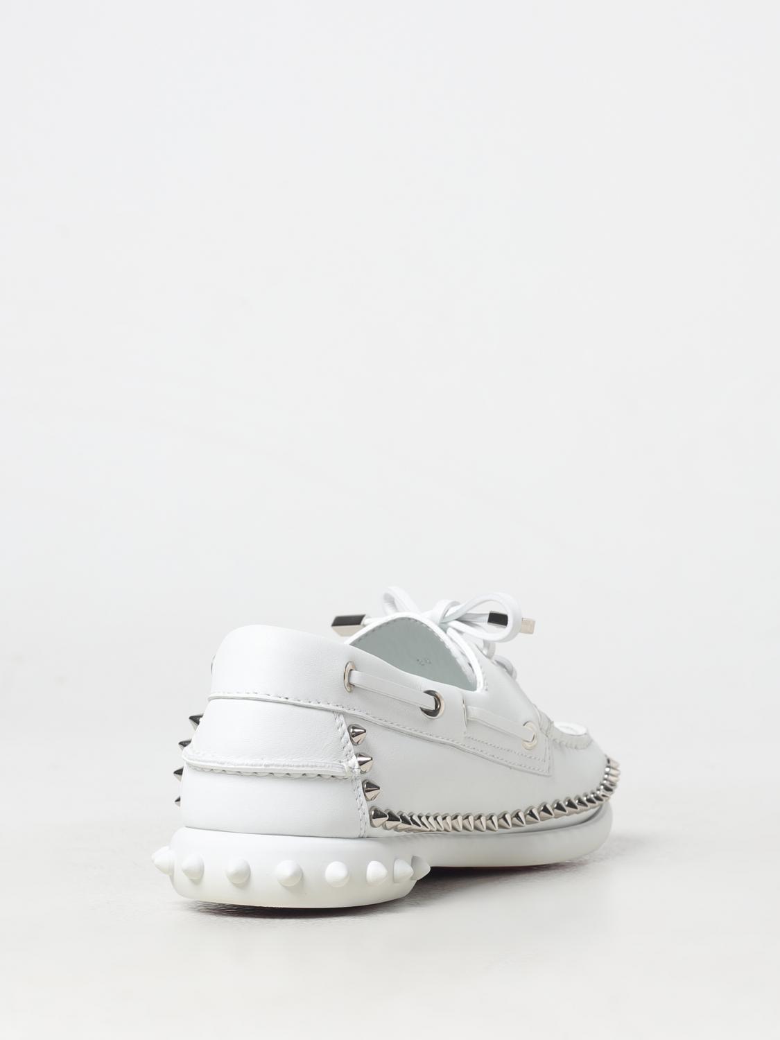 CHRISTIAN LOUBOUTIN MOCASSINI: Mocassino Gerockel Christian Louboutin in pelle con borchie , Bianco - Img 3