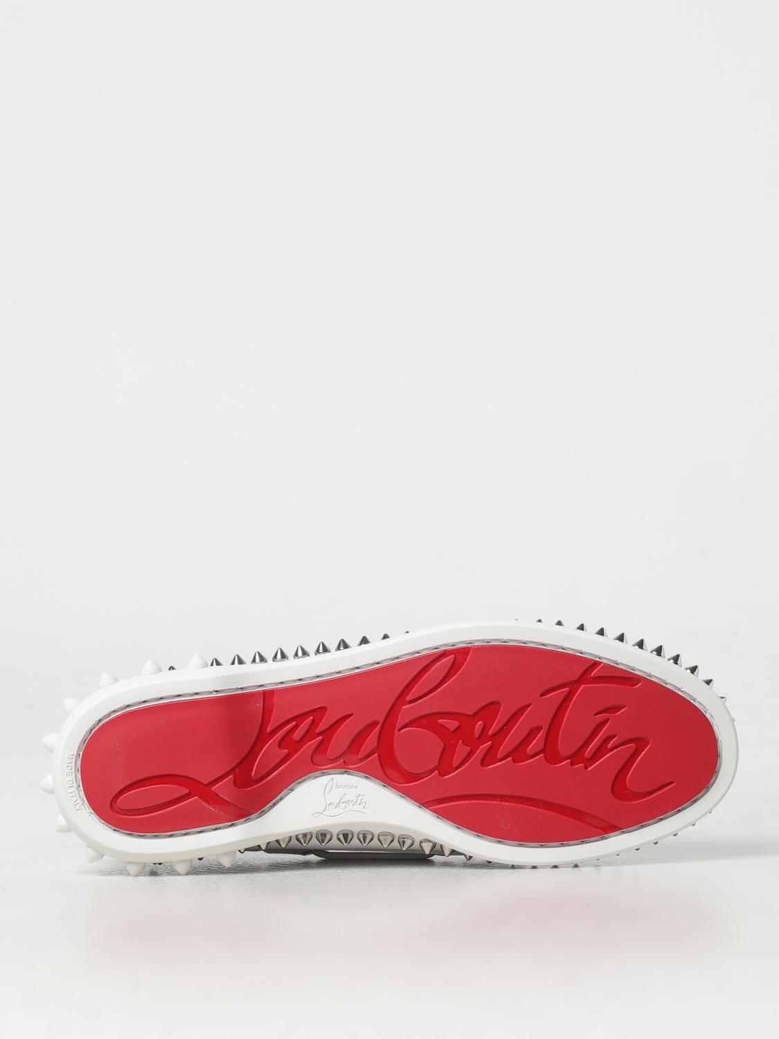 CHRISTIAN LOUBOUTIN MOCASSINI: Mocassino Gerockel Christian Louboutin in pelle con borchie , Bianco - Img 5