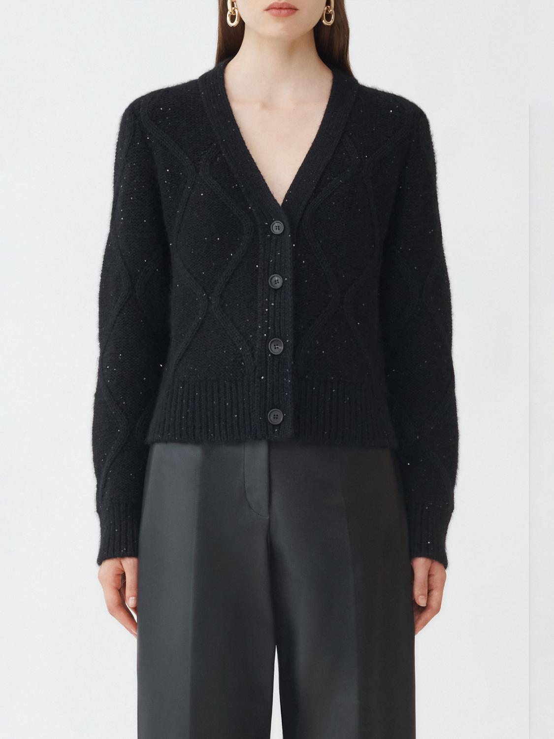 FABIANA FILIPPI CARDIGAN: Fabiana Filippi wool blend and silk cardigan, Black - Img 1