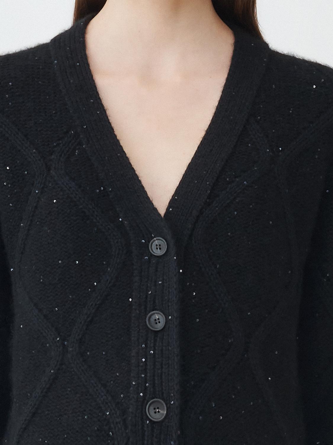 FABIANA FILIPPI CARDIGAN: Fabiana Filippi wool blend and silk cardigan, Black - Img 3