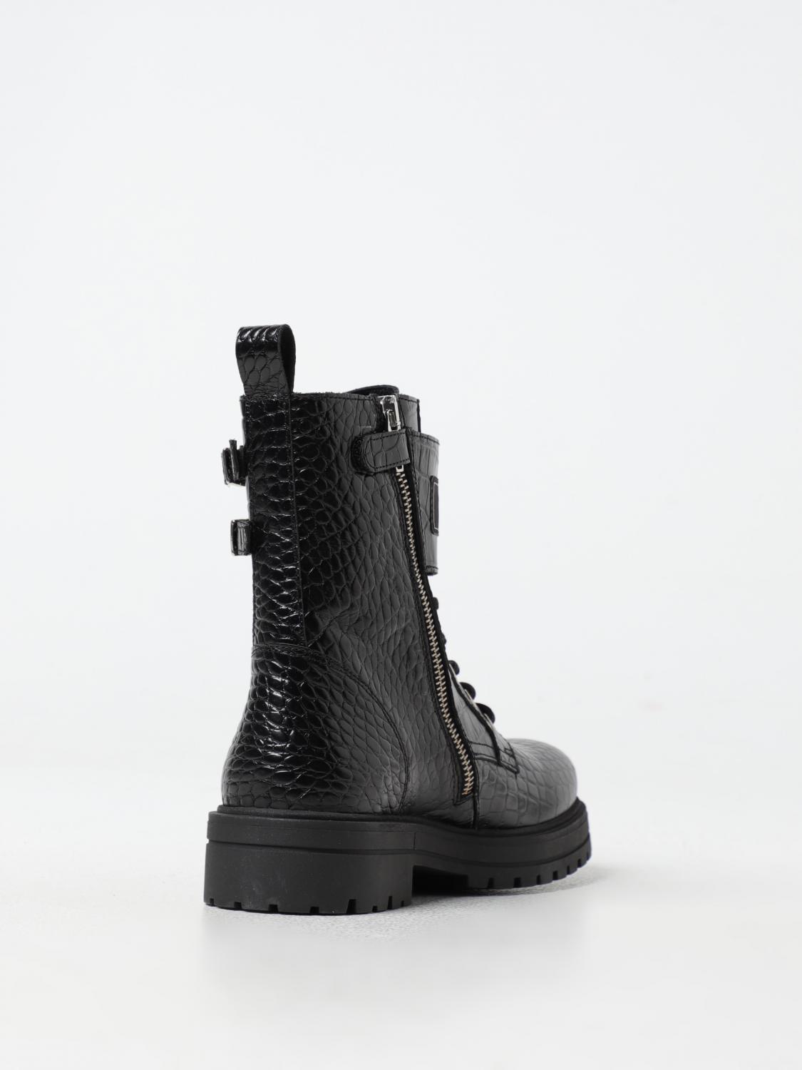 BALMAIN SCARPE: Stivaletto Balmain in pelle stampa cocco , Nero - Img 3