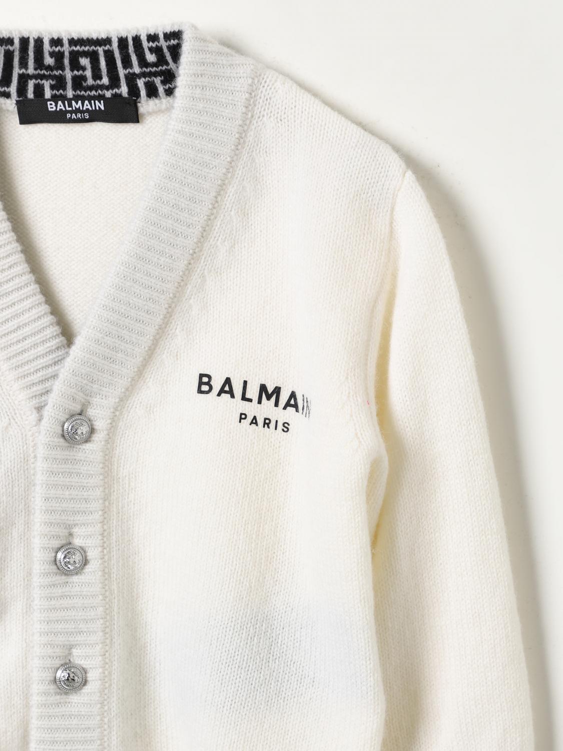 BALMAIN MAGLIA: Cardigan con logo Balmain, Avorio - Img 3