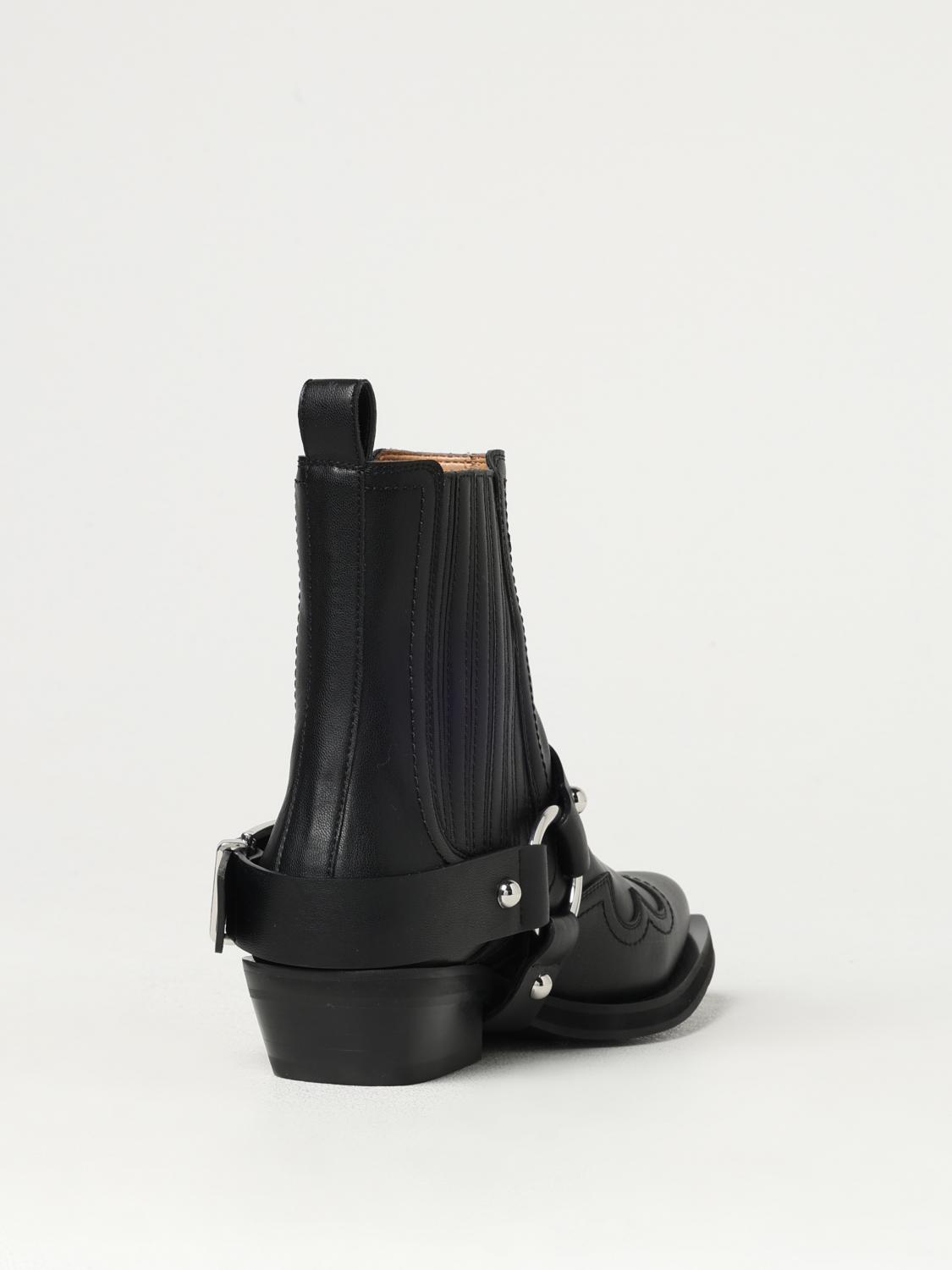 GANNI FLAT ANKLE BOOTS: Flat ankle boots woman Ganni, Black - Img 3