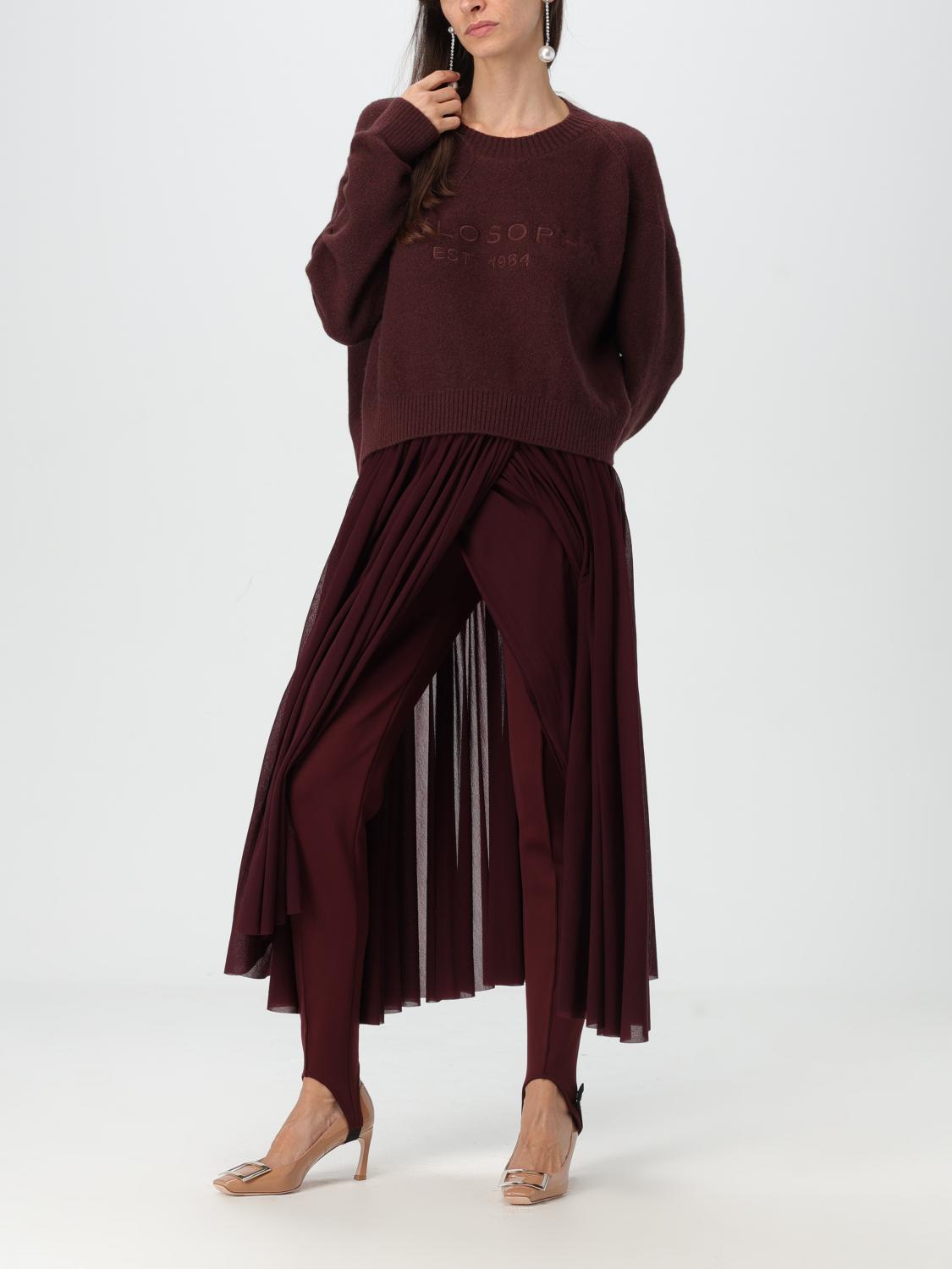 PHILOSOPHY DI LORENZO SERAFINI PANTS: Pants woman Philosophy Di Lorenzo Serafini, Burgundy - Img 2