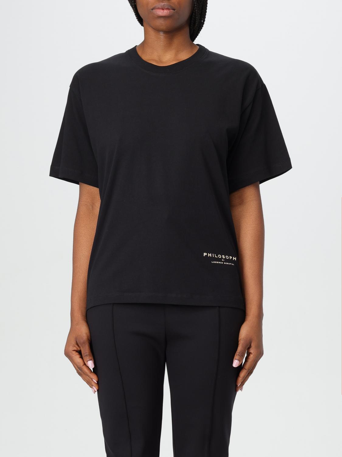 PHILOSOPHY DI LORENZO SERAFINI T-SHIRT: Philosophy Di Lorenzo Serafini women's top, Black - Img 1