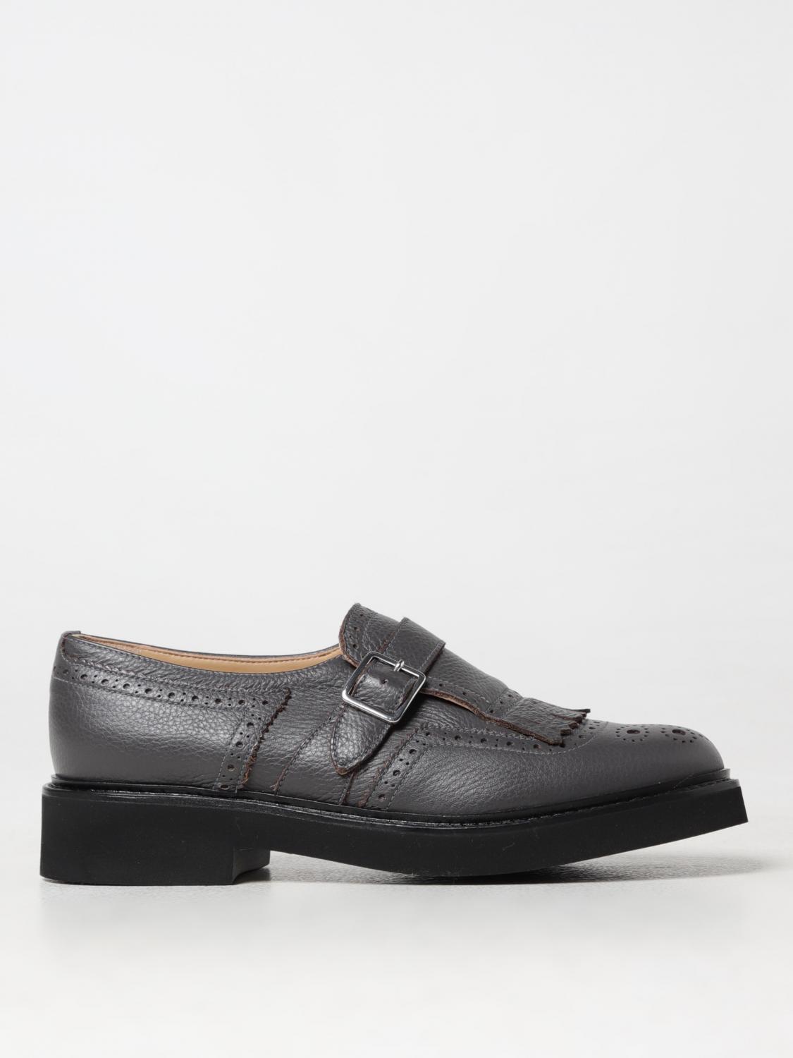 Giglio Monk Strap Doucal's in pelle a grana con motivo brogue