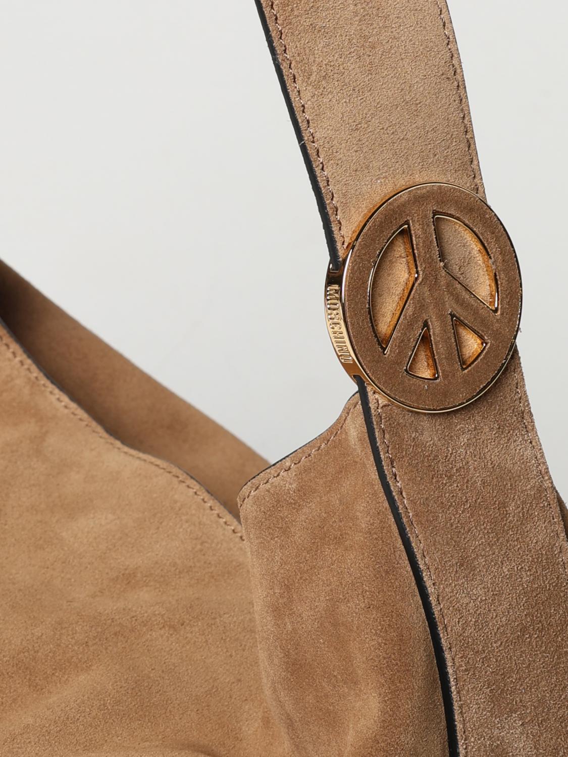 MOSCHINO COUTURE BORSA A SPALLA: Borsa Peace Moschino Couture in camoscio , Cammello - Img 3