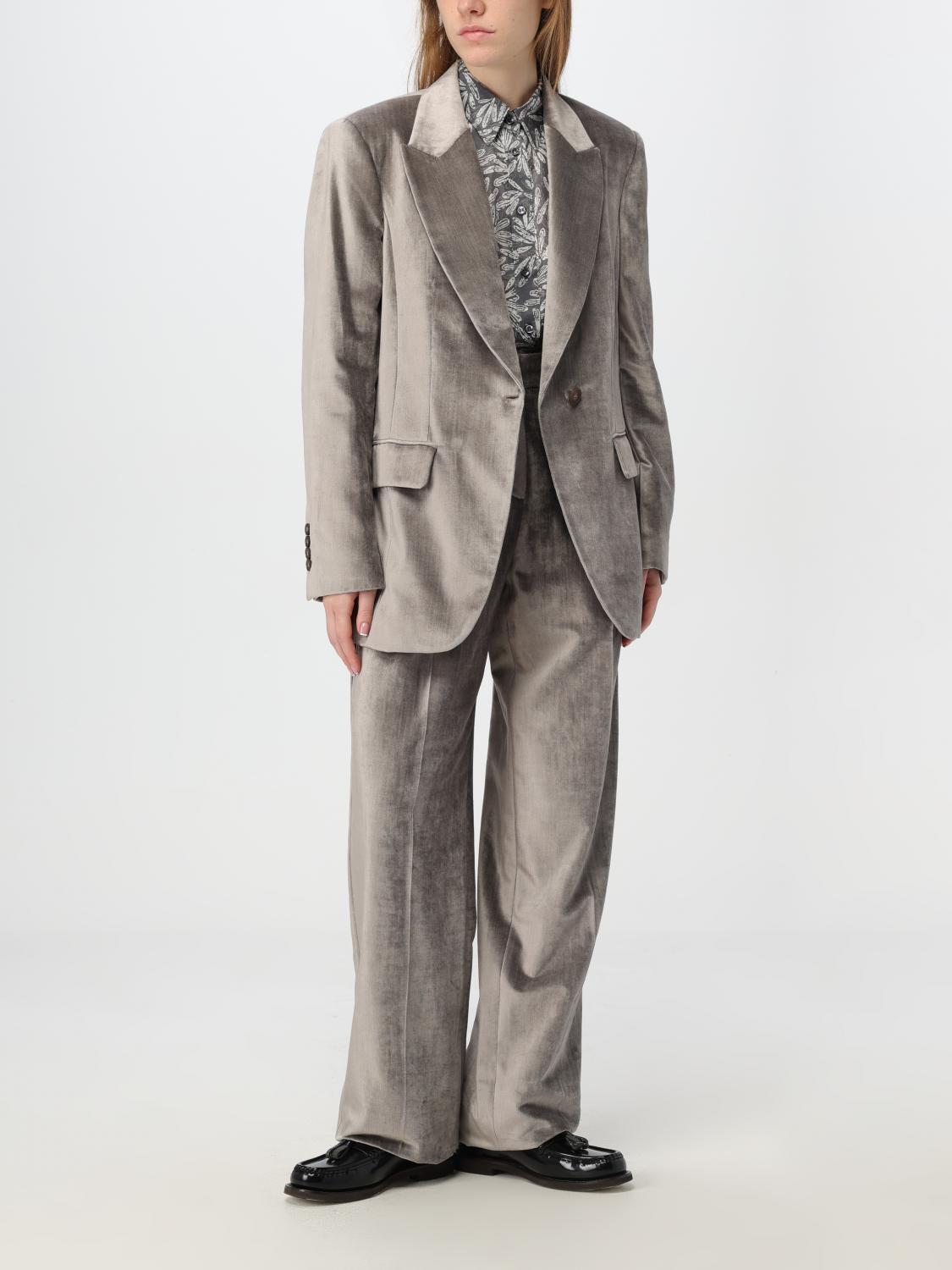 BRUNELLO CUCINELLI BLAZER: Blazer Brunello Cucinelli in velluto , Grigio - Img 2