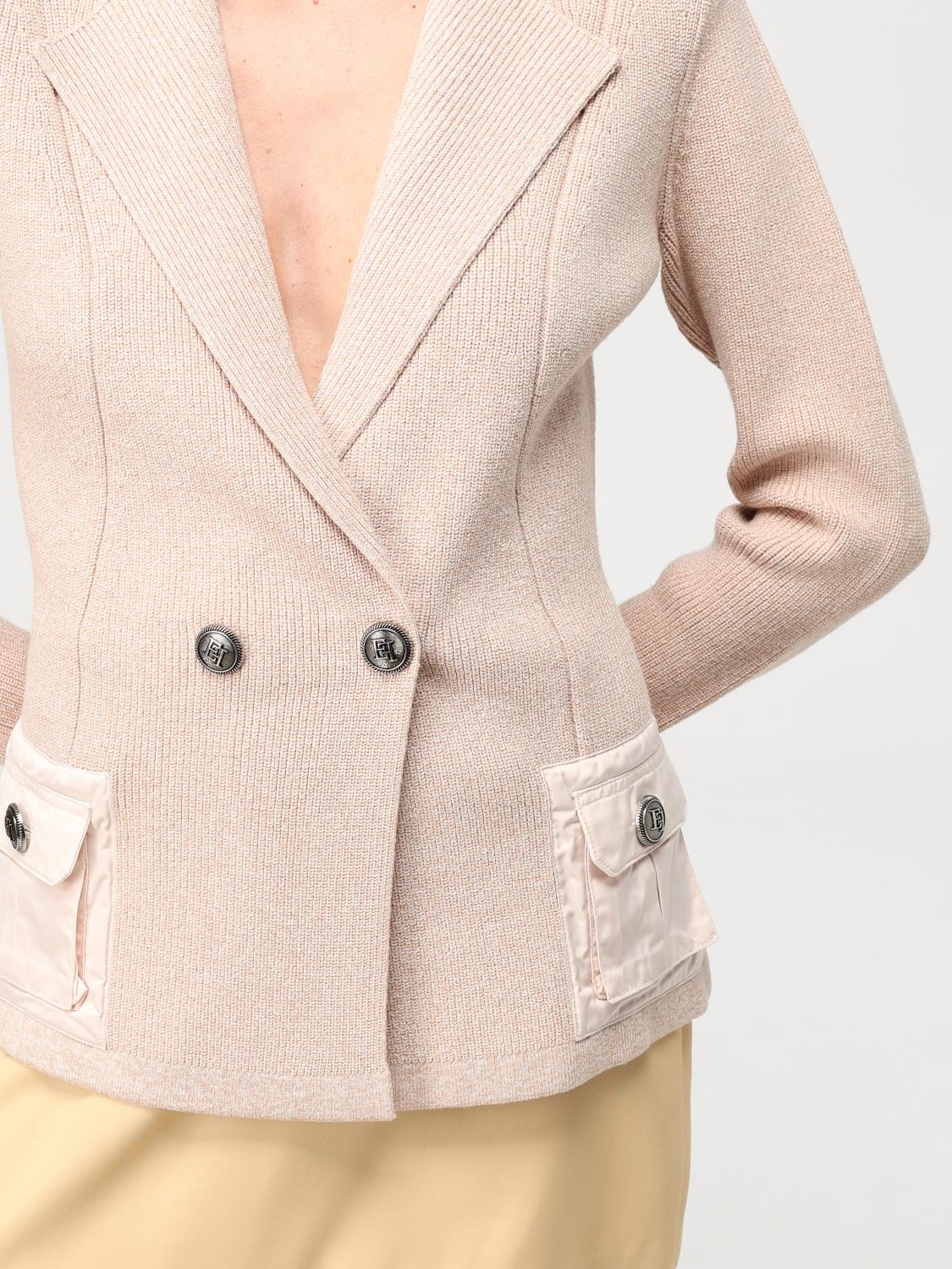 ELISABETTA FRANCHI BLAZER: Elisabetta Franchi double-breasted tweed blazer, Blush Pink - Img 3