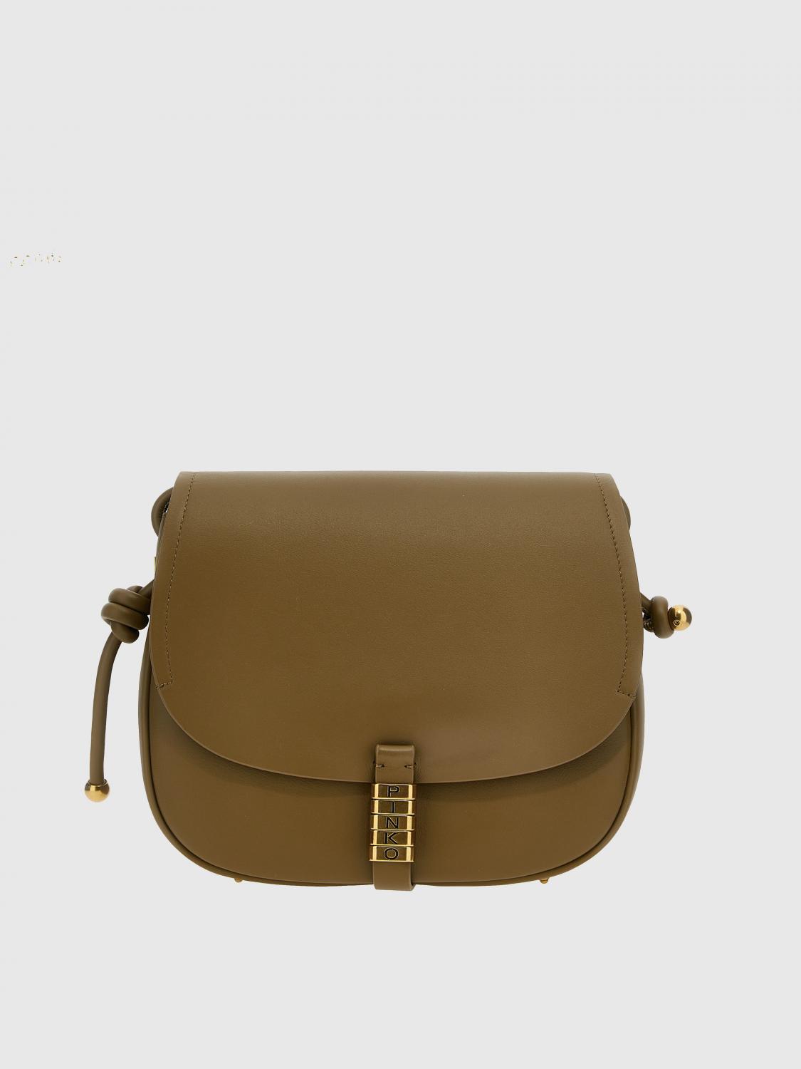 PINKO BORSE A TRACOLLA: Borsa Saddle Pinko in pelle , Verde - Img 1