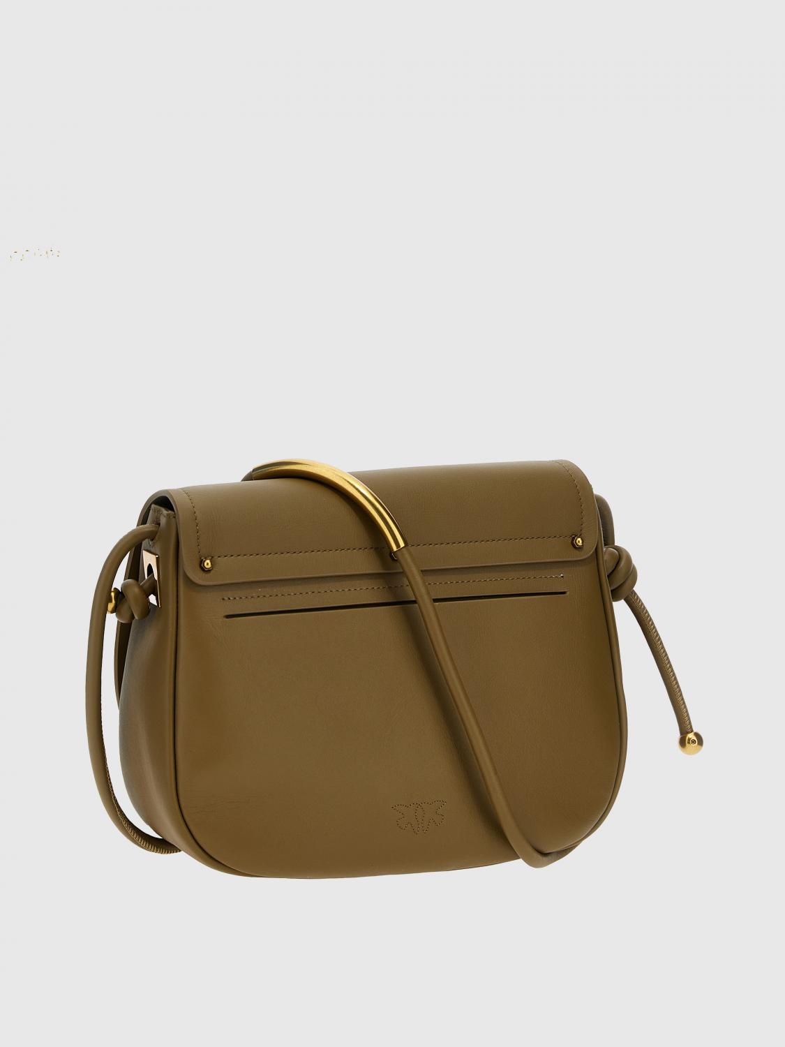 PINKO BORSE A TRACOLLA: Borsa Saddle Pinko in pelle , Verde - Img 2