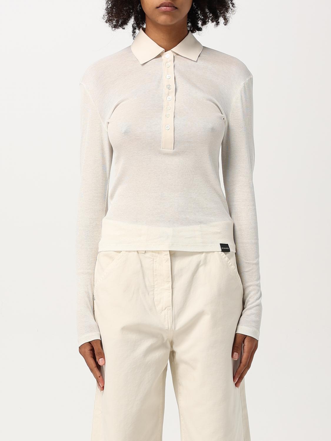 PINKO POLO: Polo Pinko in cotone stretch , Bianco - Img 1