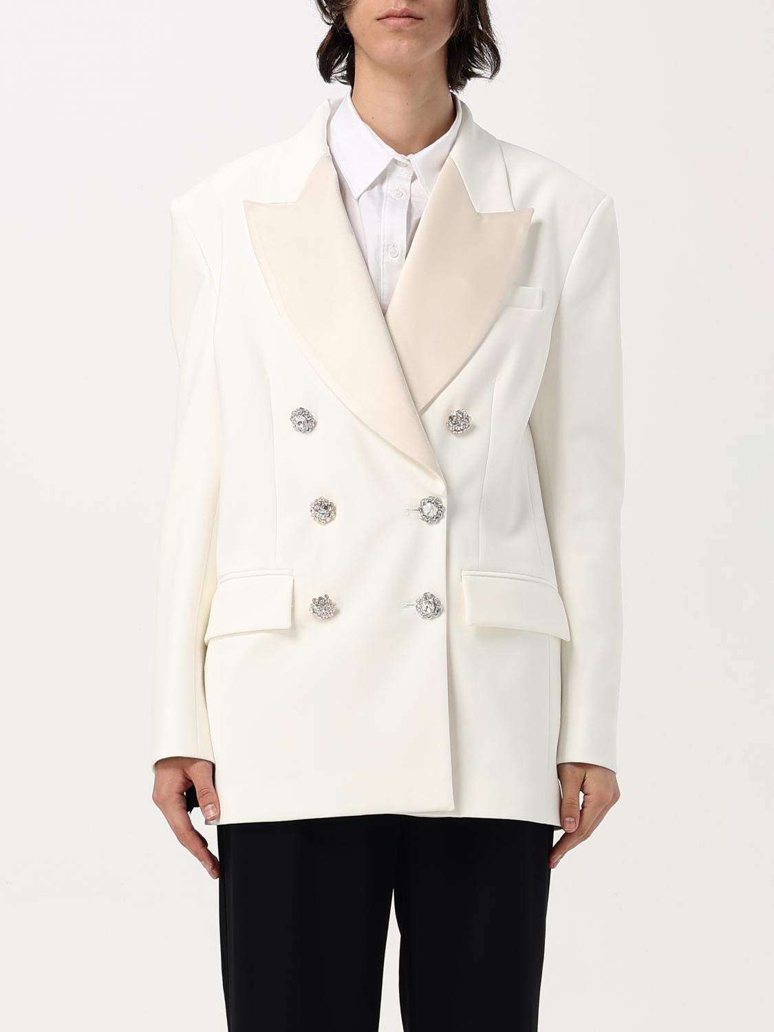 PINKO BLAZER: Pinko double-breasted viscose blend blazer, White - Img 1