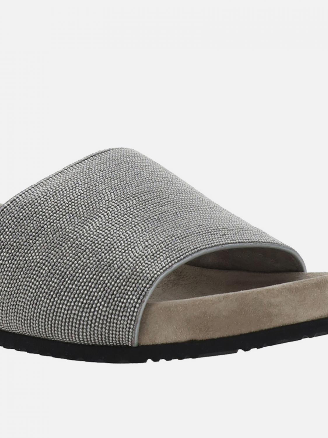 BRUNELLO CUCINELLI FLAT SANDALS: Shoes woman Brunello Cucinelli, Silver - Img 3