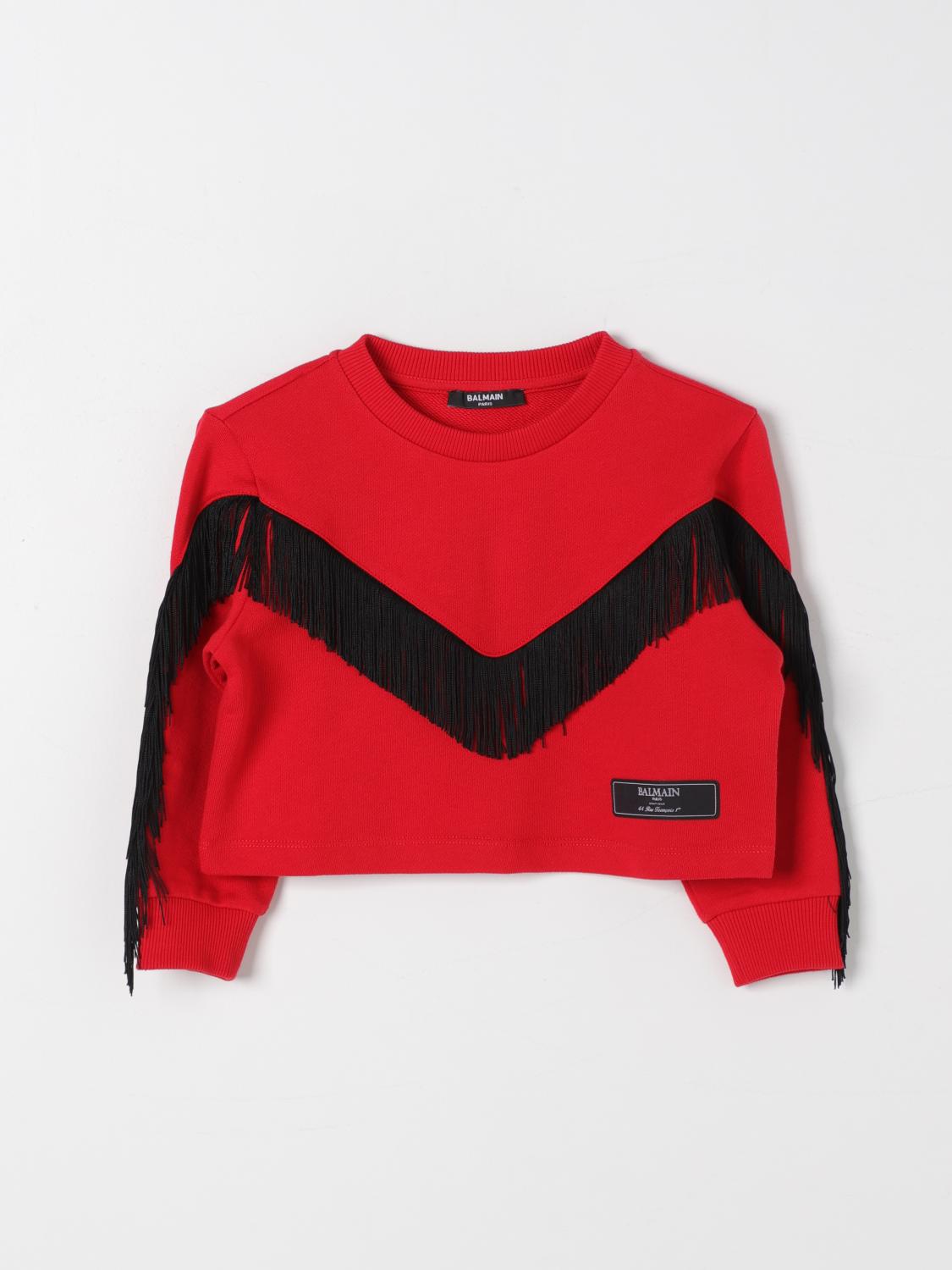 BALMAIN MAGLIA: Maglia crop Balmain, Rosso - Img 1