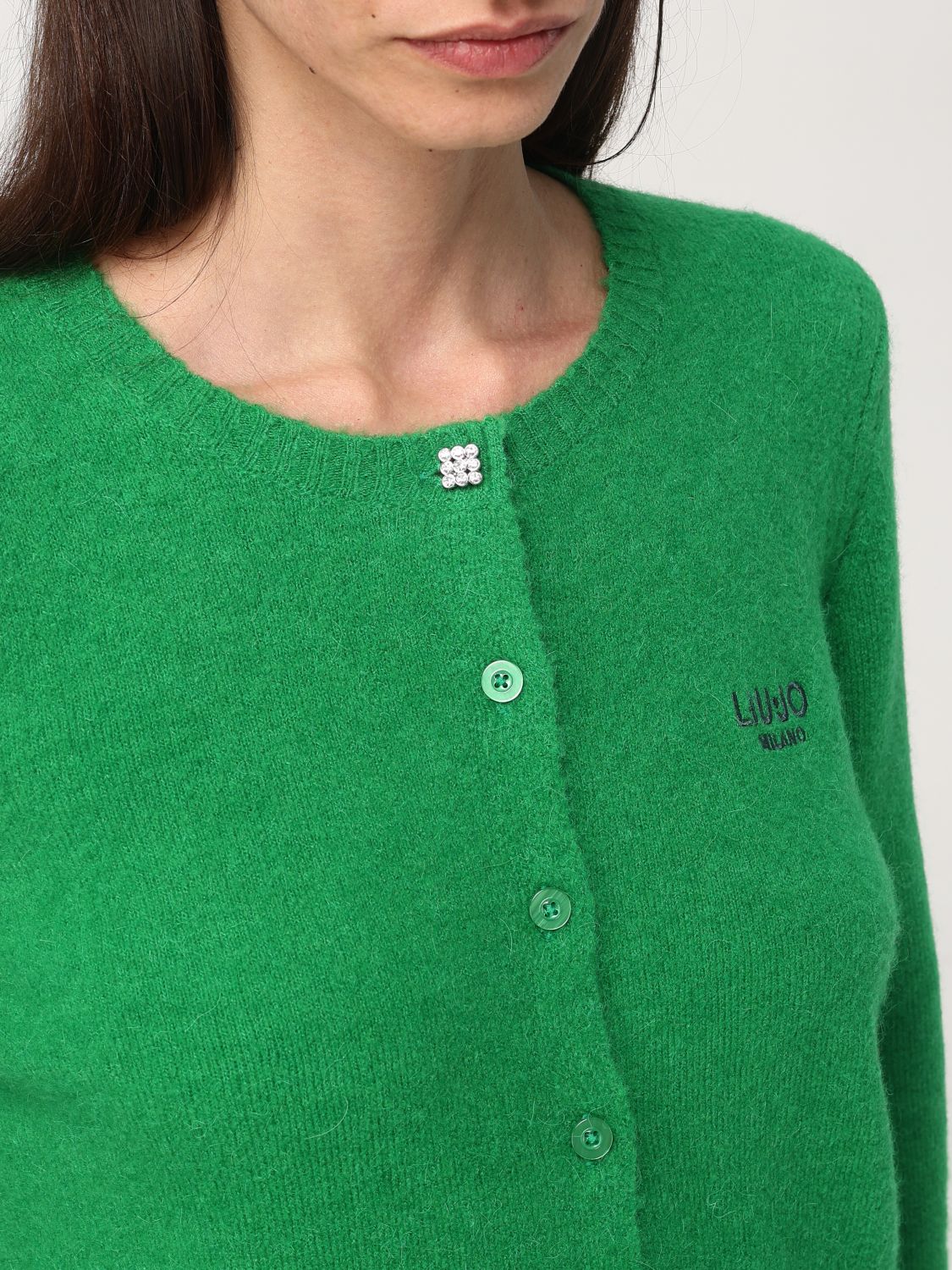 LIU JO CARDIGAN: Cardigan Liu Jo in misto lana , Verde - Img 3