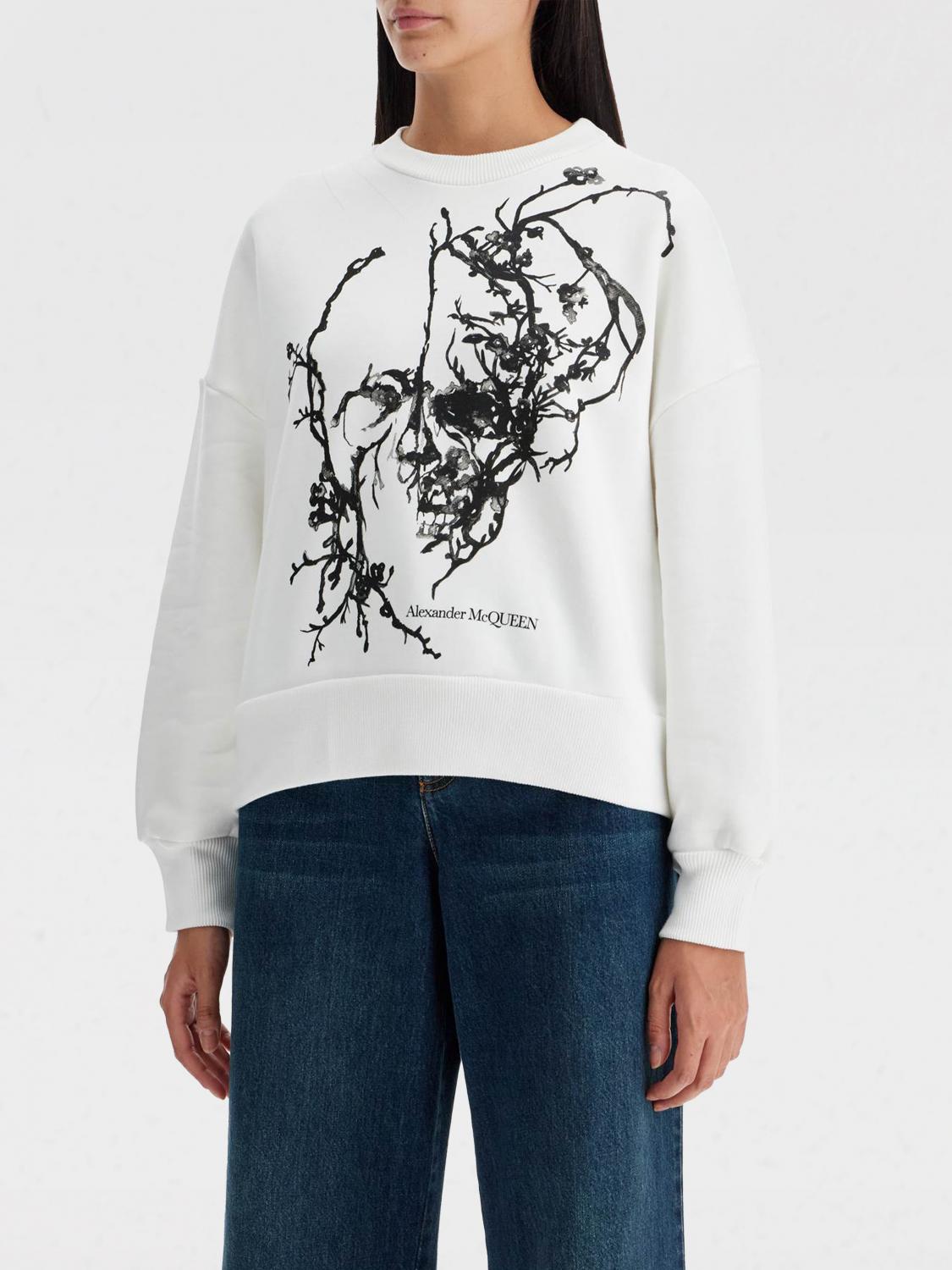 ALEXANDER MCQUEEN FELPA: Felpa Alexander McQueen in cotone con logo , Bianco - Img 1