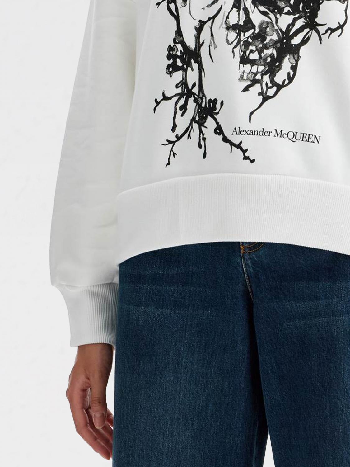 ALEXANDER MCQUEEN FELPA: Felpa Alexander McQueen in cotone con logo , Bianco - Img 3