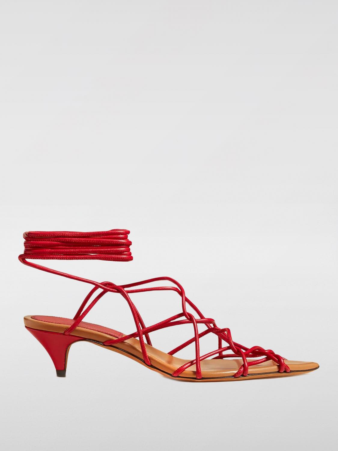 KHAITE HEELED SANDALS: Flat sandals woman Khaite, Red - Img 1