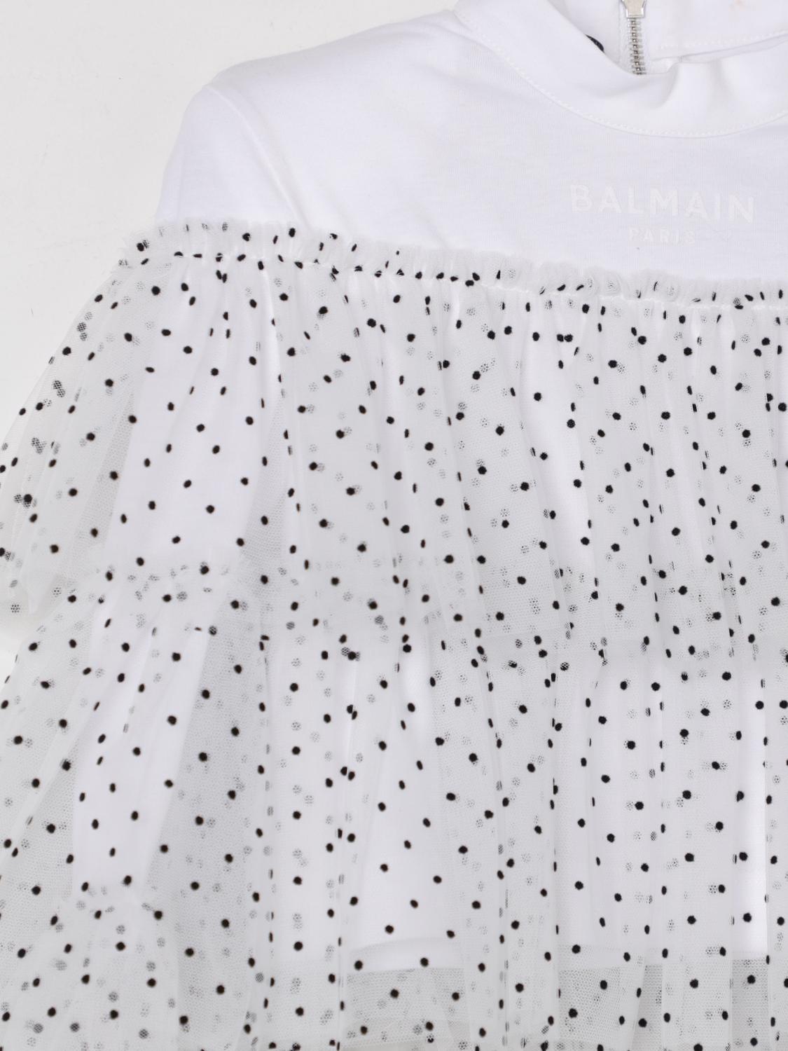 BALMAIN TOP: Top Balmain in tulle a pois , Bianco - Img 3