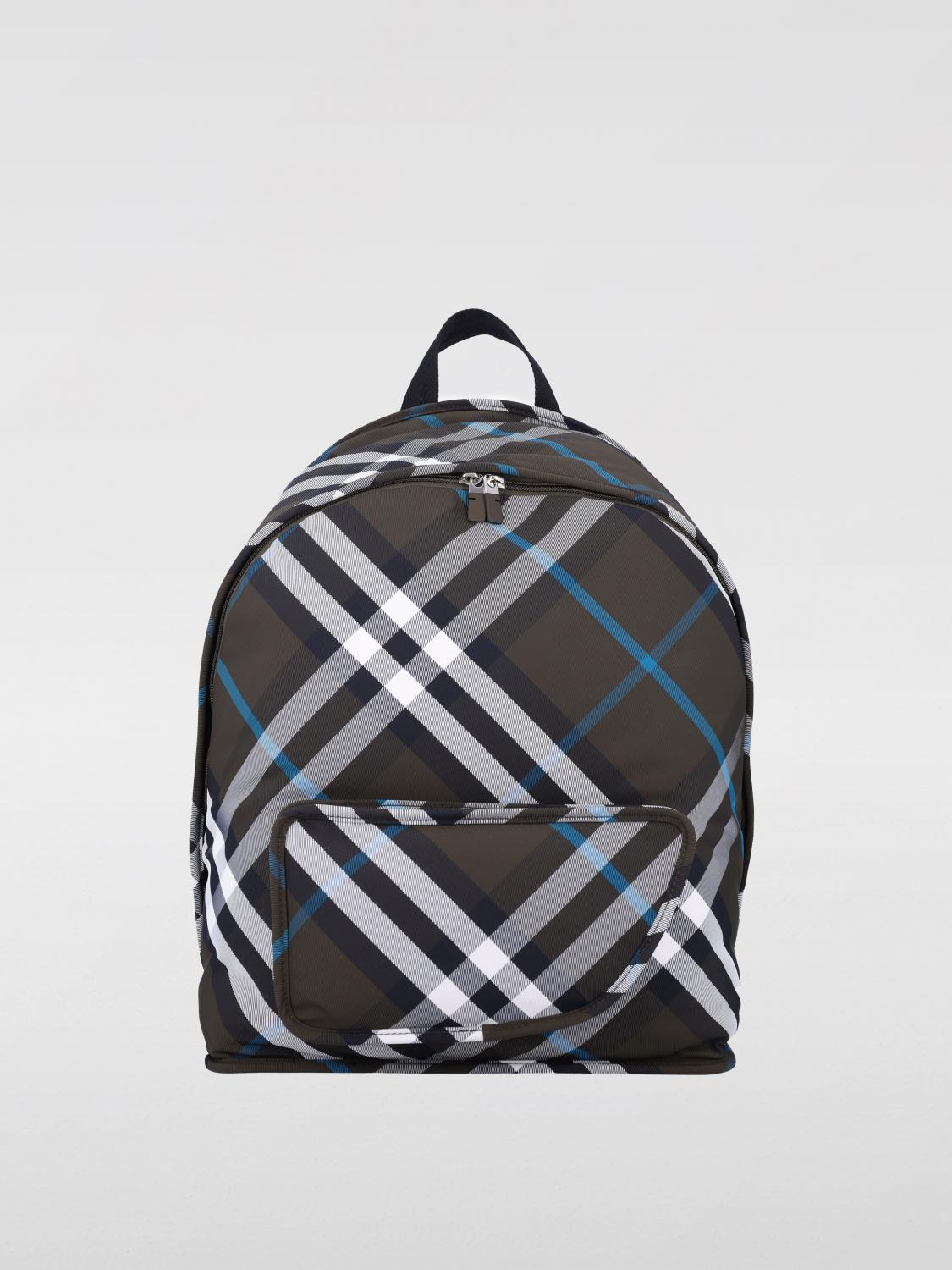 BURBERRY ZAINO: Zaino Shield Burberry in nylon con Check jacquard , Verde - Img 1