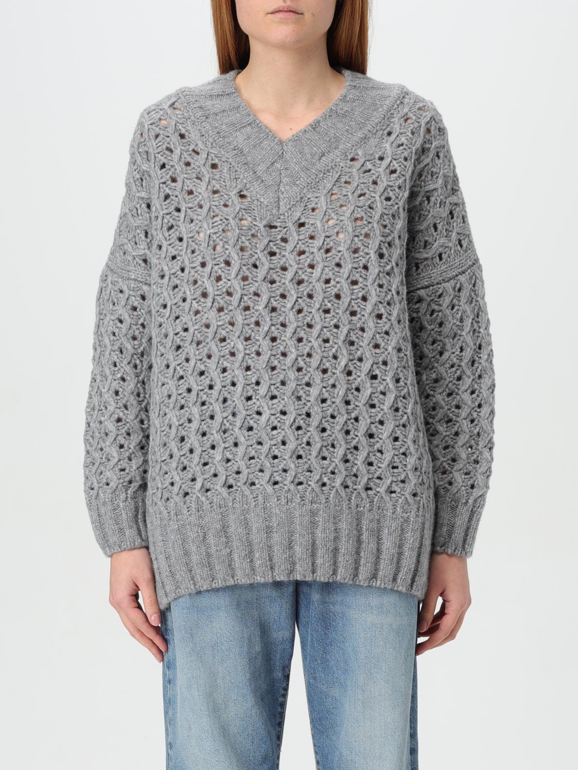 PINKO MAGLIA: Pullover Pinko in misto lana traforata , Silver - Img 1