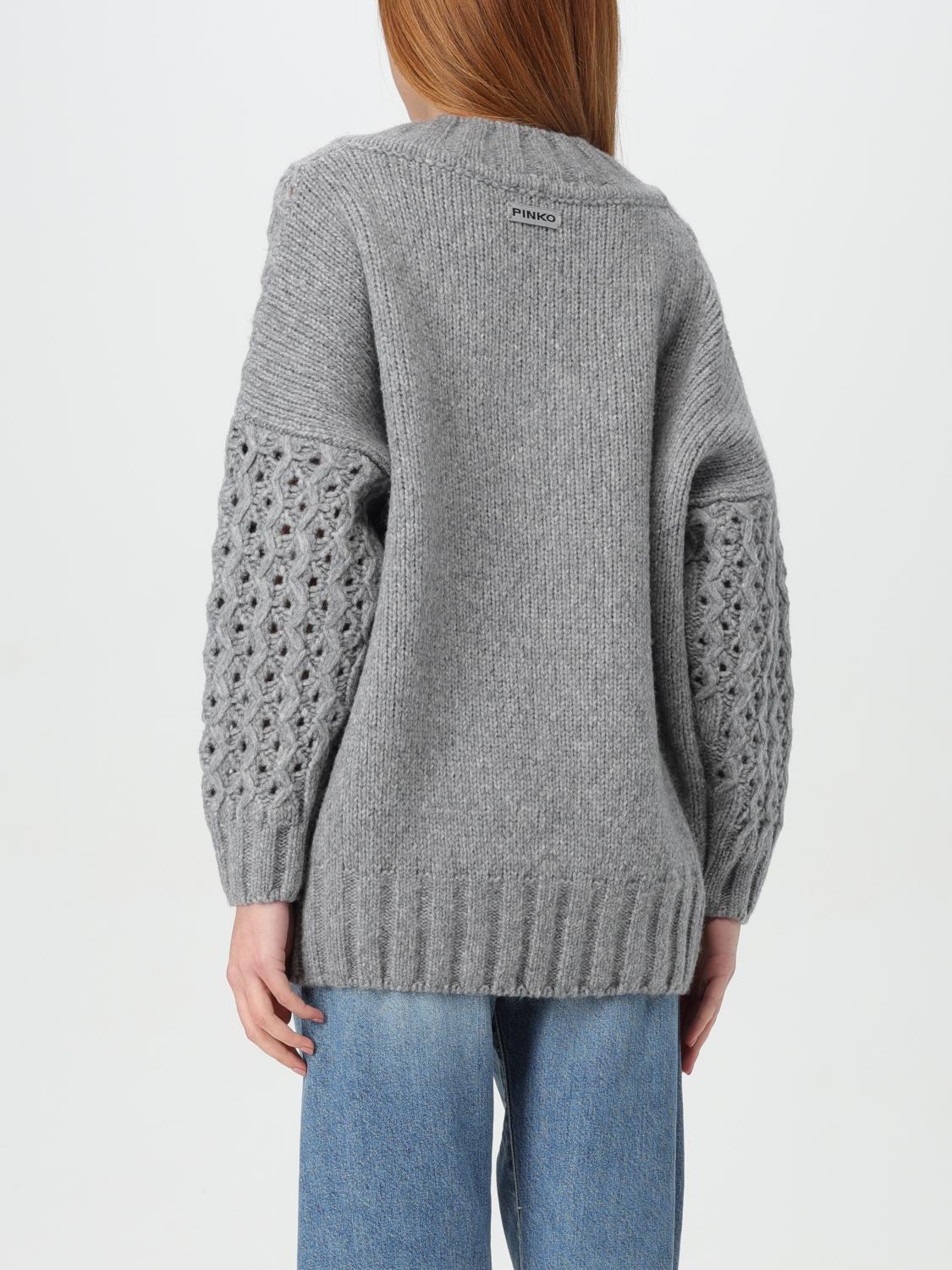 PINKO MAGLIA: Pullover Pinko in misto lana traforata , Silver - Img 2