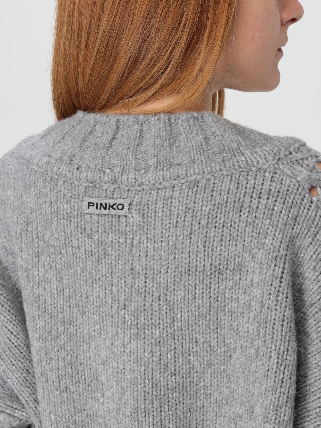 PINKO MAGLIA: Pullover Pinko in misto lana traforata , Silver - Img 3