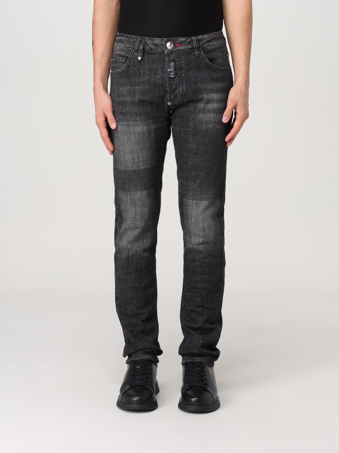 PHILIPP PLEIN JEANS: Jeans Philipp Plein in denim con effetto schiarito , Denim - Img 1