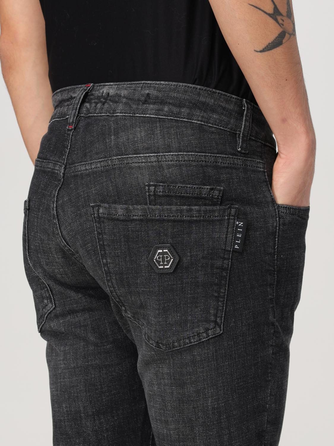 PHILIPP PLEIN JEANS: Jeans Philipp Plein in denim con effetto schiarito , Denim - Img 4