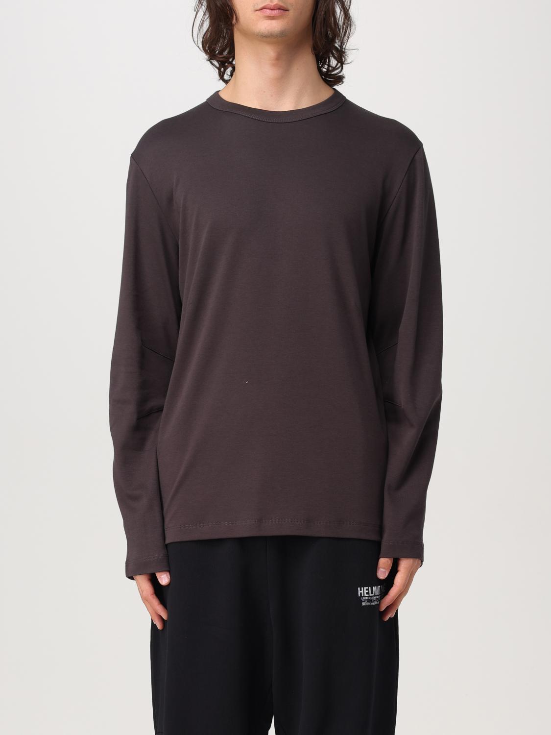 HELMUT LANG SWEATER: Helmut Lang cotton sweater with logo print, Brown - Img 1