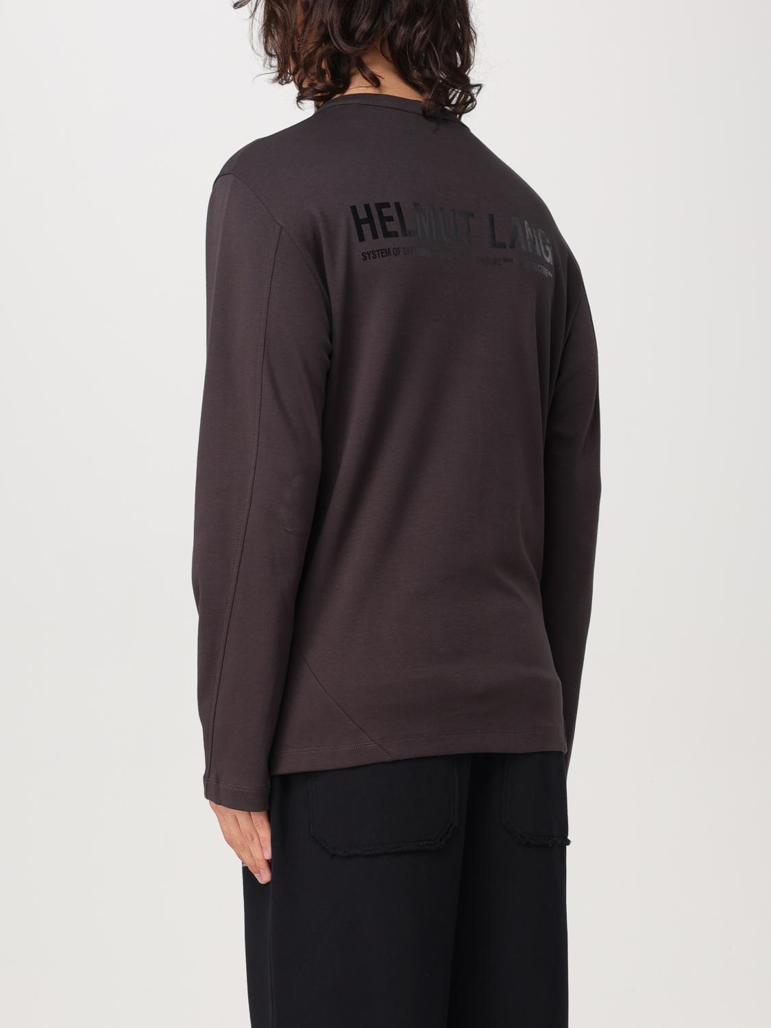 HELMUT LANG SWEATER: Helmut Lang cotton sweater with logo print, Brown - Img 3