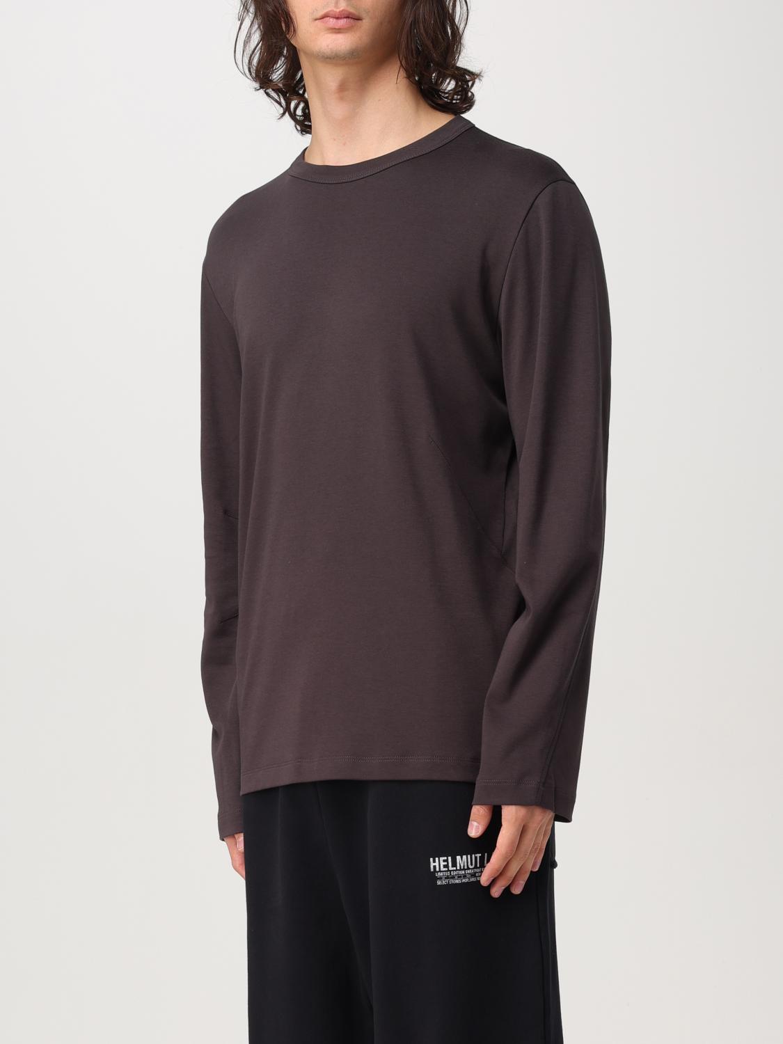 HELMUT LANG SWEATER: Helmut Lang cotton sweater with logo print, Brown - Img 4