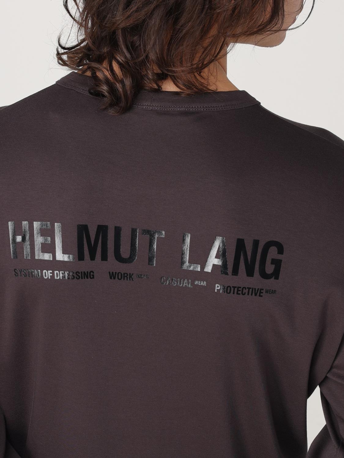 HELMUT LANG SWEATER: Helmut Lang cotton sweater with logo print, Brown - Img 5