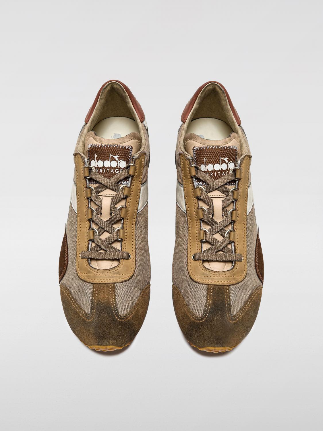 DIADORA HERITAGE SNEAKERS: Sneakers Equipe Dirty SW Evo Diadora Heritage in camoscio e canvas, Beige - Img 5