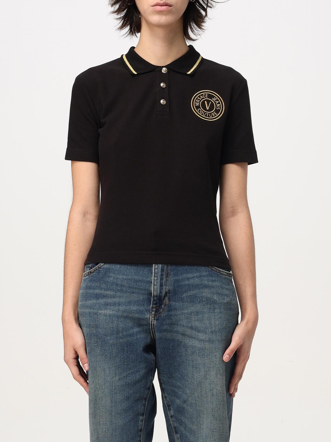 VERSACE JEANS COUTURE POLO SHIRT: Polo shirt woman Versace Jeans Couture, Black - Img 1