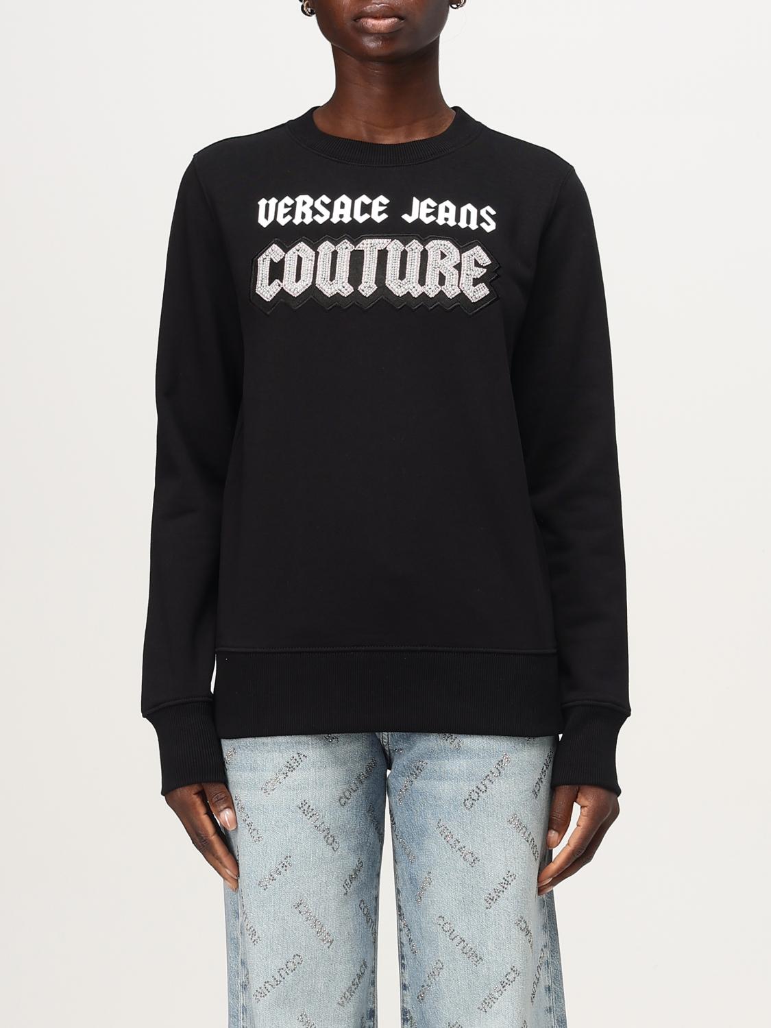 VERSACE JEANS COUTURE FELPA: Felpa Versace Jeans Couture in cotone con logo , Nero - Img 1