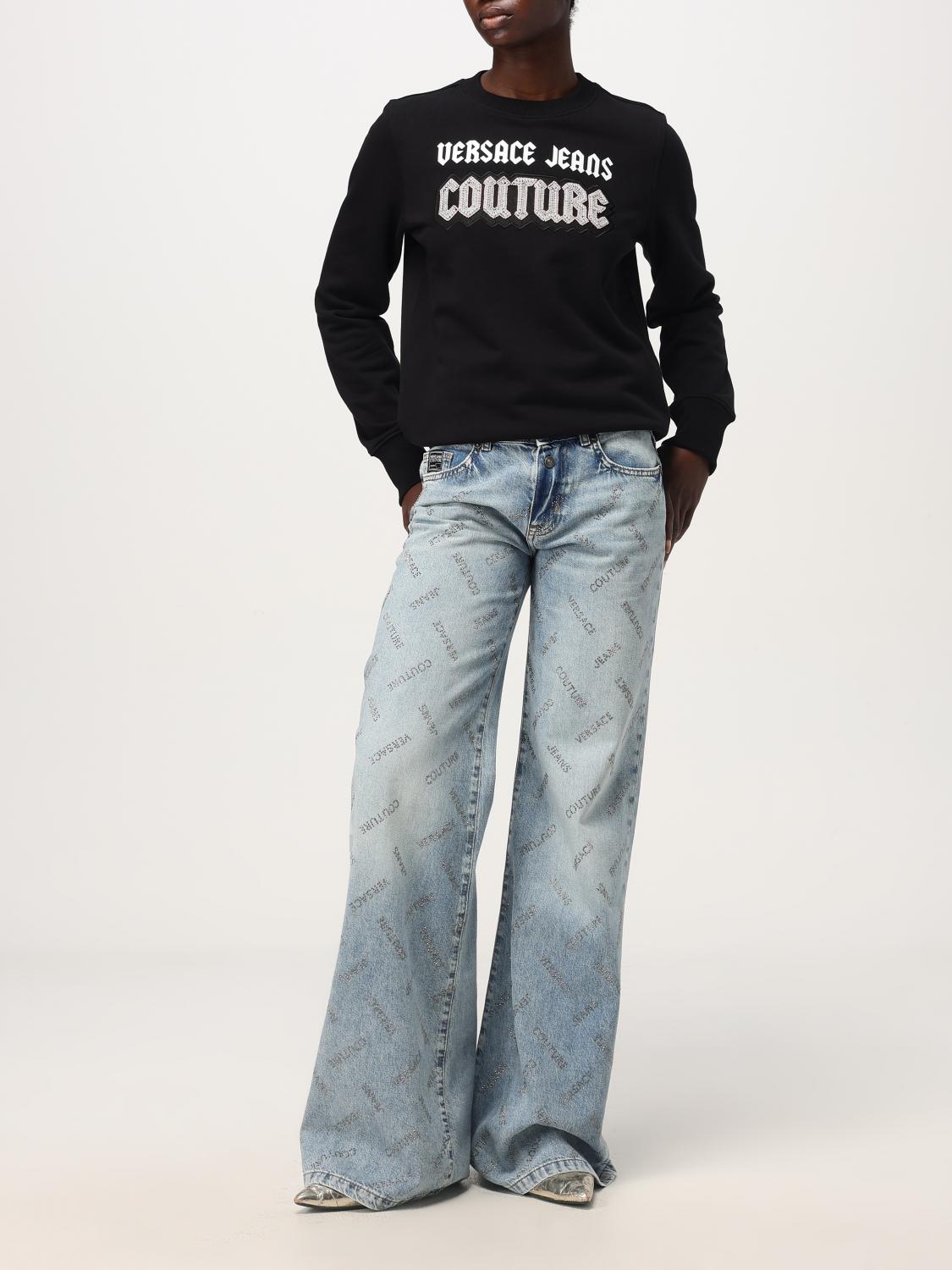 VERSACE JEANS COUTURE FELPA: Felpa Versace Jeans Couture in cotone con logo , Nero - Img 2