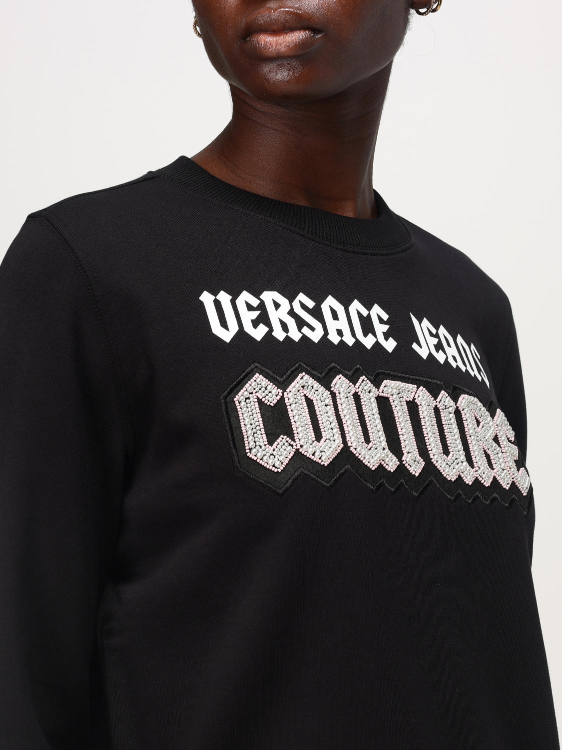 VERSACE JEANS COUTURE FELPA: Felpa Versace Jeans Couture in cotone con logo , Nero - Img 4