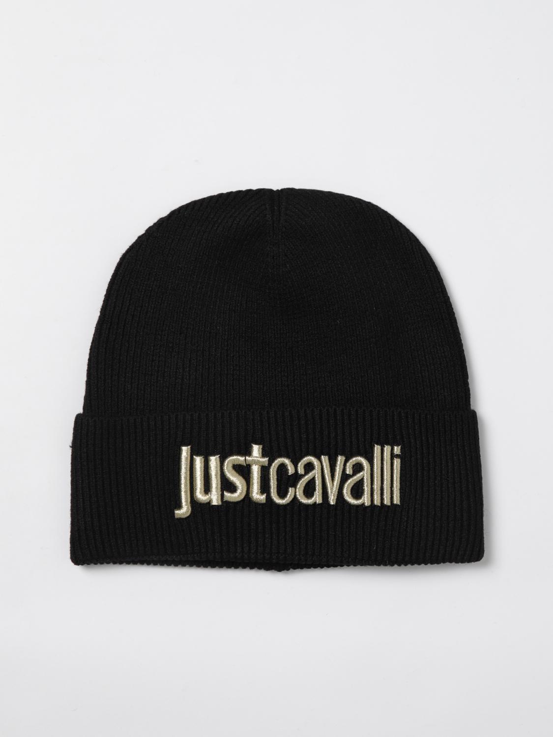 JUST CAVALLI CAPPELLO: Cappello Just Cavalli in maglia con logo ricamato , Nero - Img 1