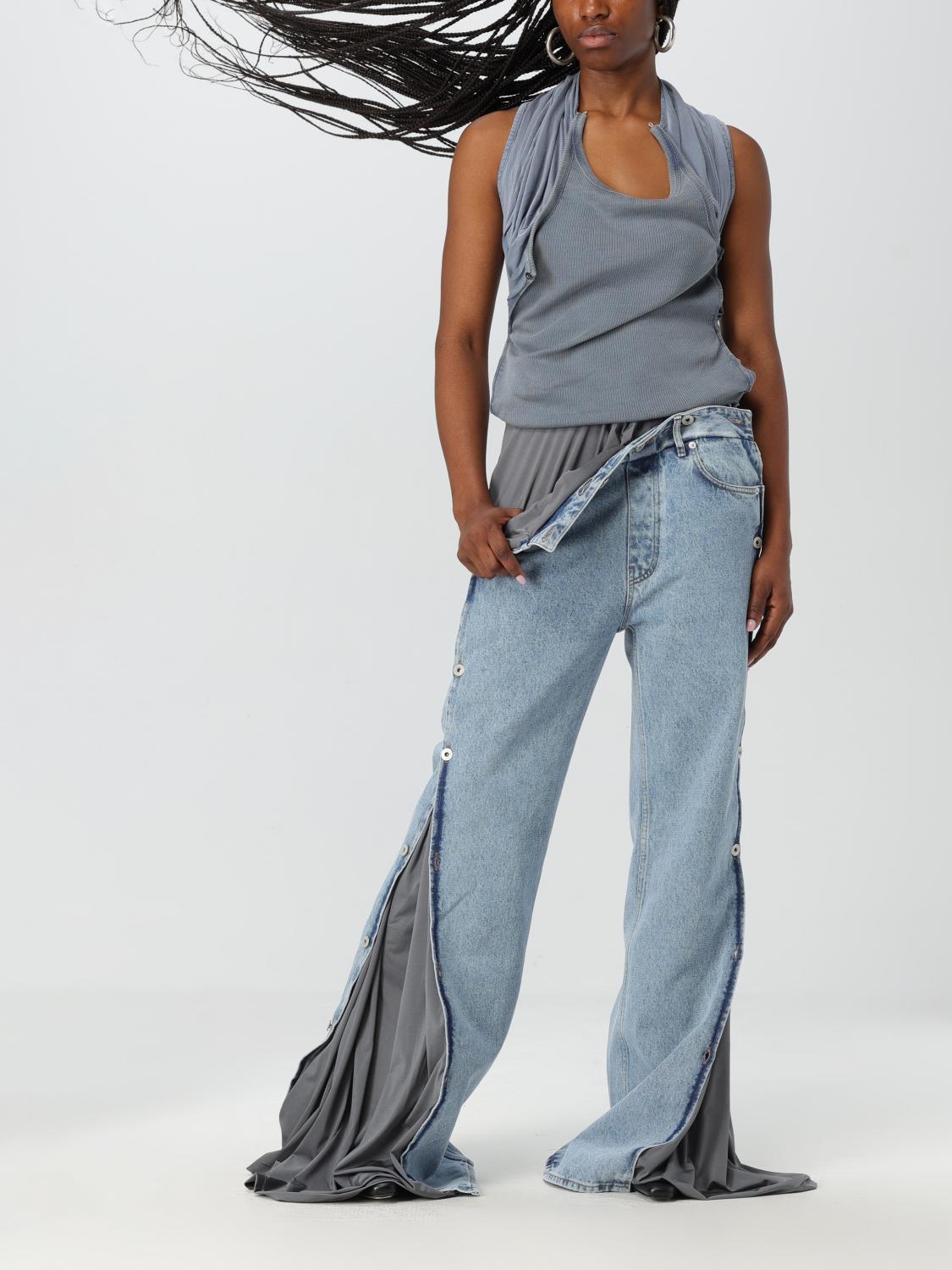 Y/PROJECT JEANS: Jeans Y/Project in denim e viscosa con vita pieghevole , Blue - Img 2