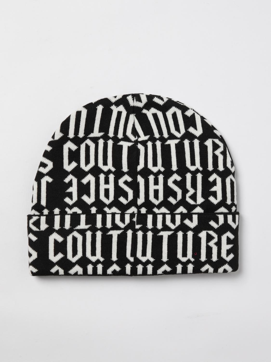 VERSACE JEANS COUTURE CAPPELLO: Cappello Versace Jeans Couture in misto viscosa con logo jacquard, Nero - Img 2