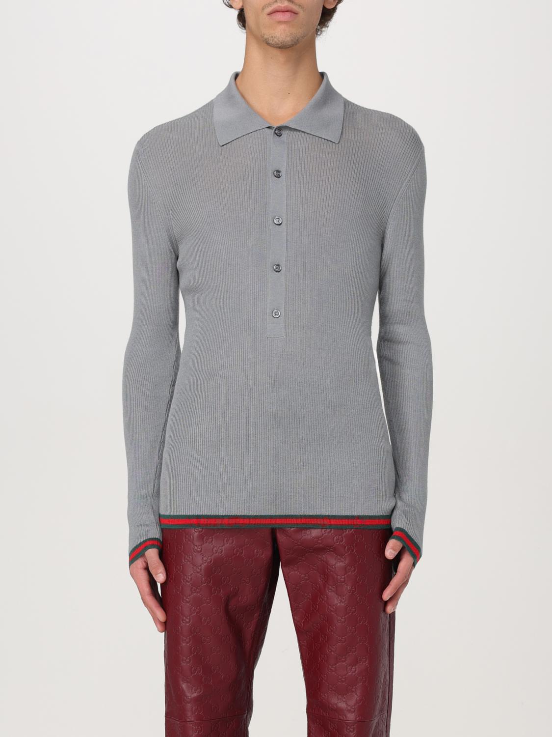 GUCCI SWEATER: Gucci men's polo shirt, Grey - Img 1