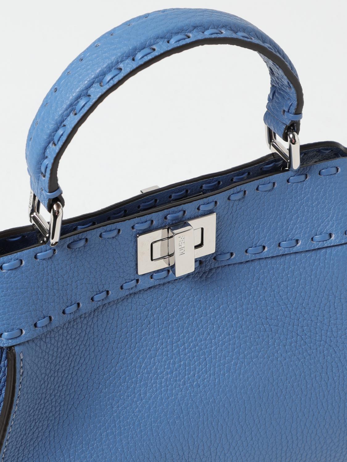 FENDI BORSA MINI: Borsa Peekaboo Fendi in cuoio romano , Blue - Img 4