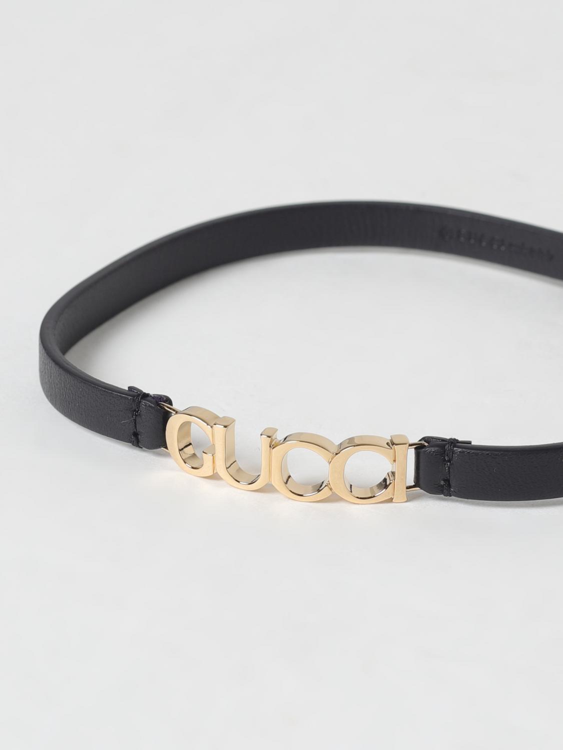 GUCCI GIOIELLO: Choker Gucci in pelle con logo di ottone , Nero - Img 2