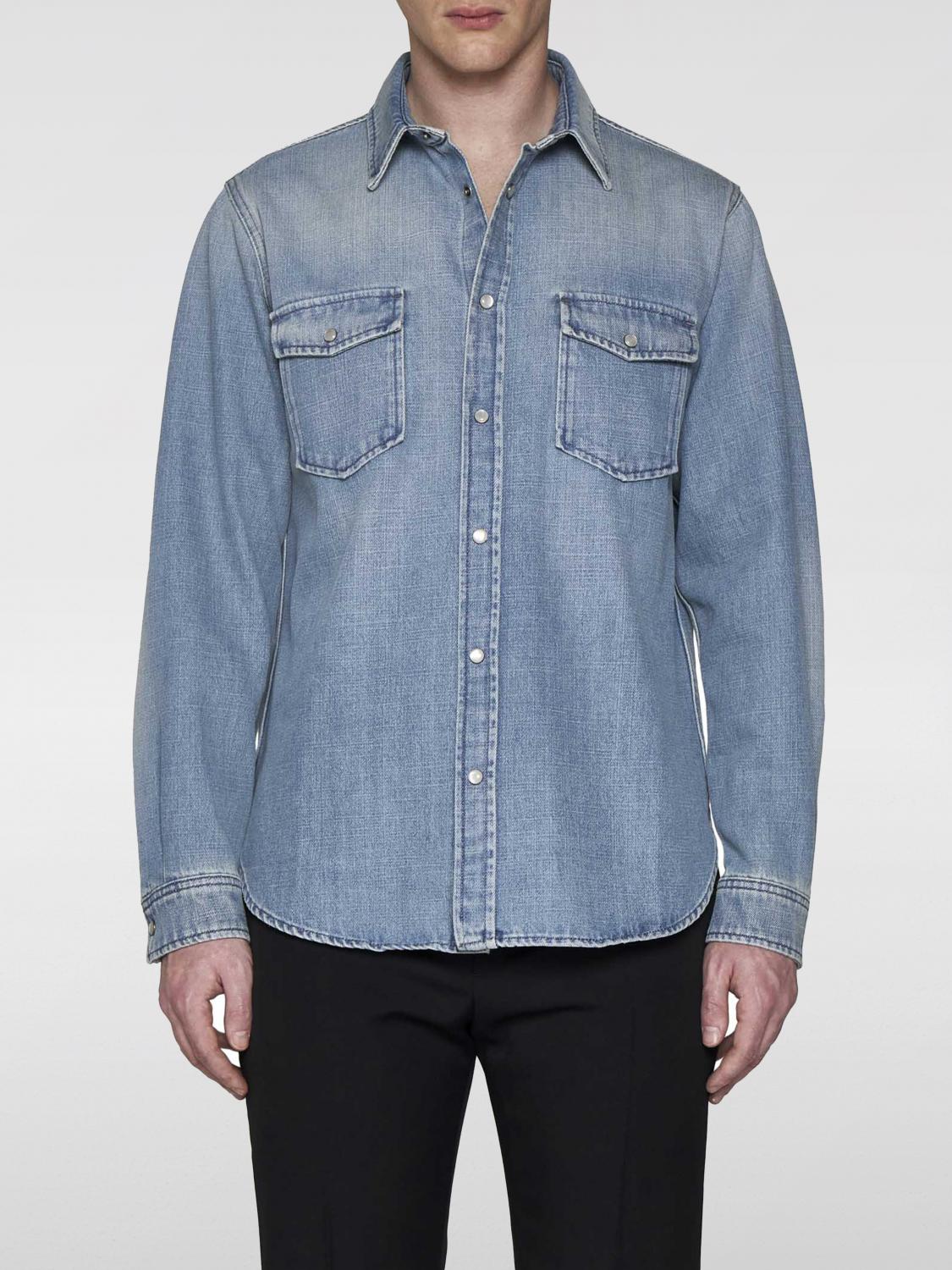 SAINT LAURENT SHIRT: Shirt men Saint Laurent, Denim - Img 1